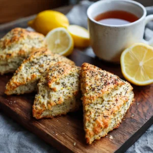 lemon poppyseed scones with lemon glaze