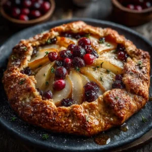 Spiced Pear and Cranberry Galette 5 spiced pear and cranberry galette on parchment