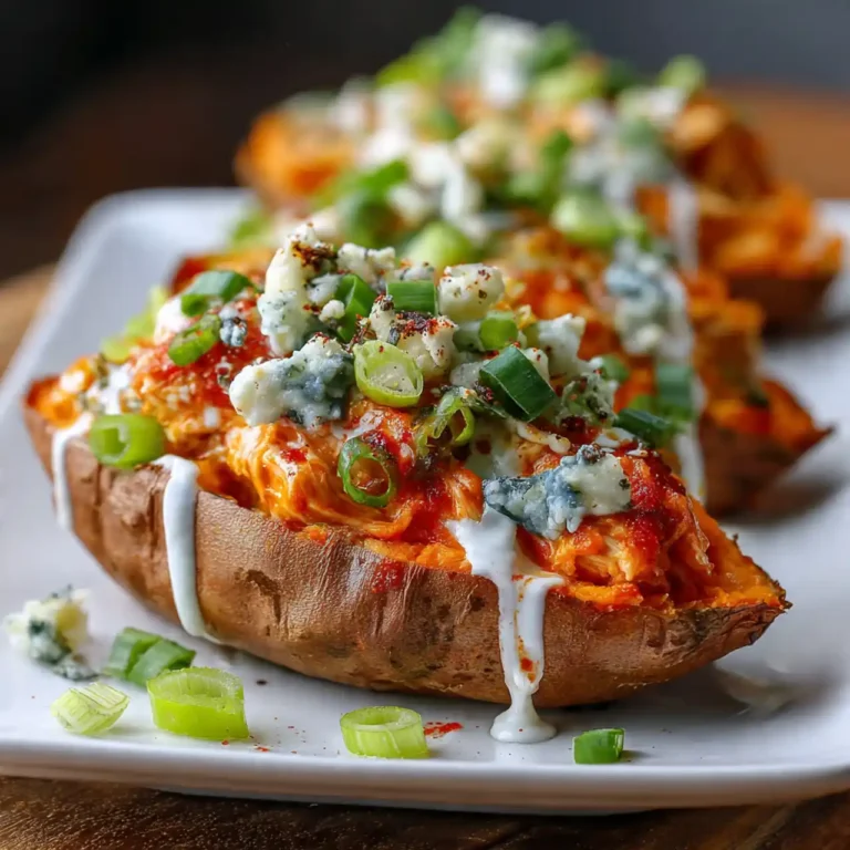 spicy buffalo chicken stuffed sweet potatoes