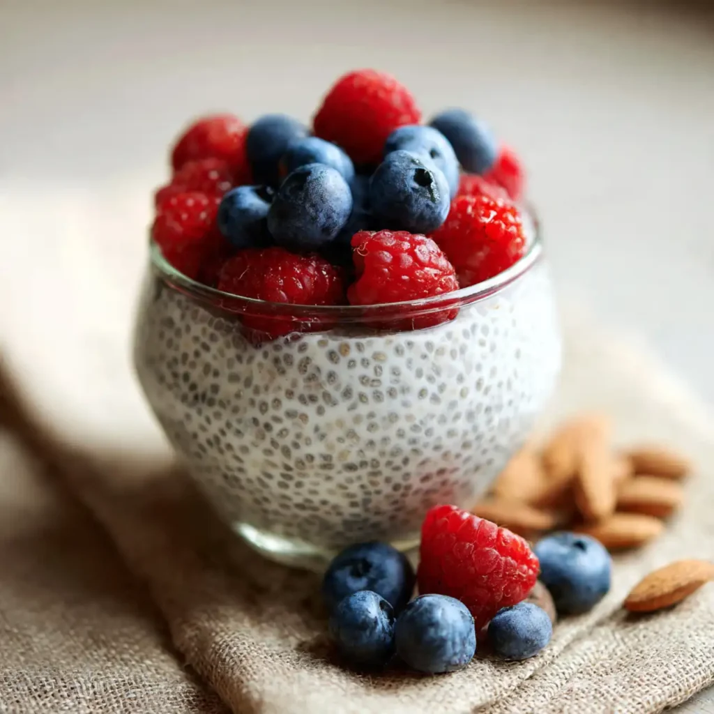 close up of creamy easy vanilla chia pudding
