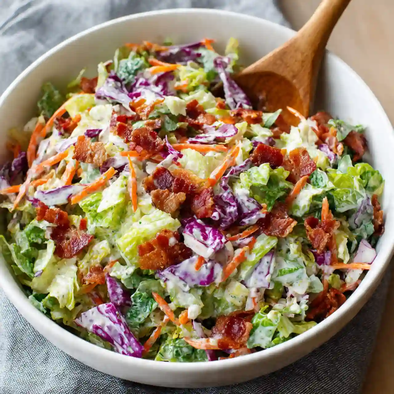 bacon ranch chopped salad in a bowl