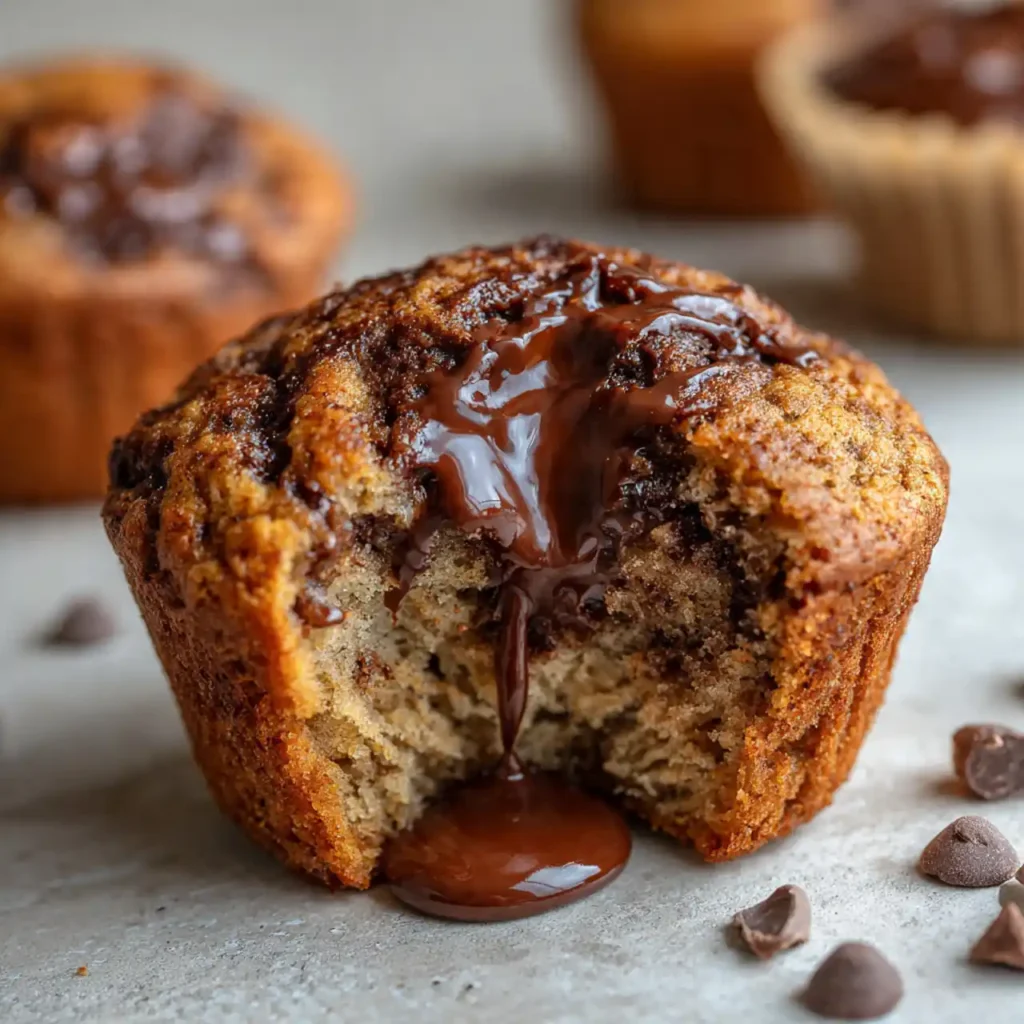 banana nutella muffin close up