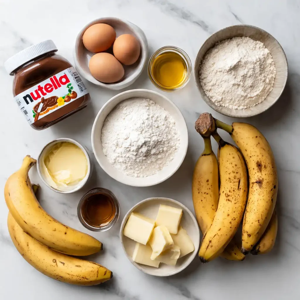 ingredients for banana nutella muffins
