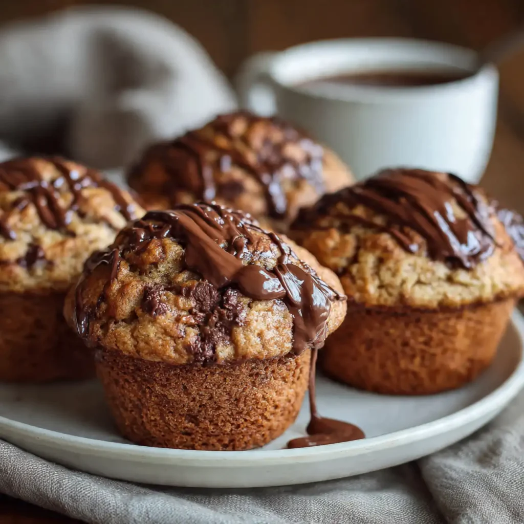 banana nutella muffins served