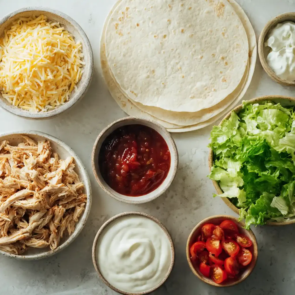 ingredients for bbq ranch chicken wrap
