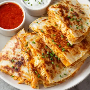 buffalo chicken quesadillas sliced and crispy