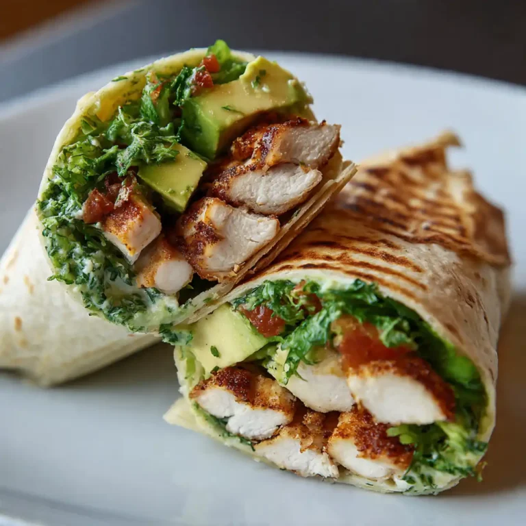 chicken avocado wrap sliced and ready to eat