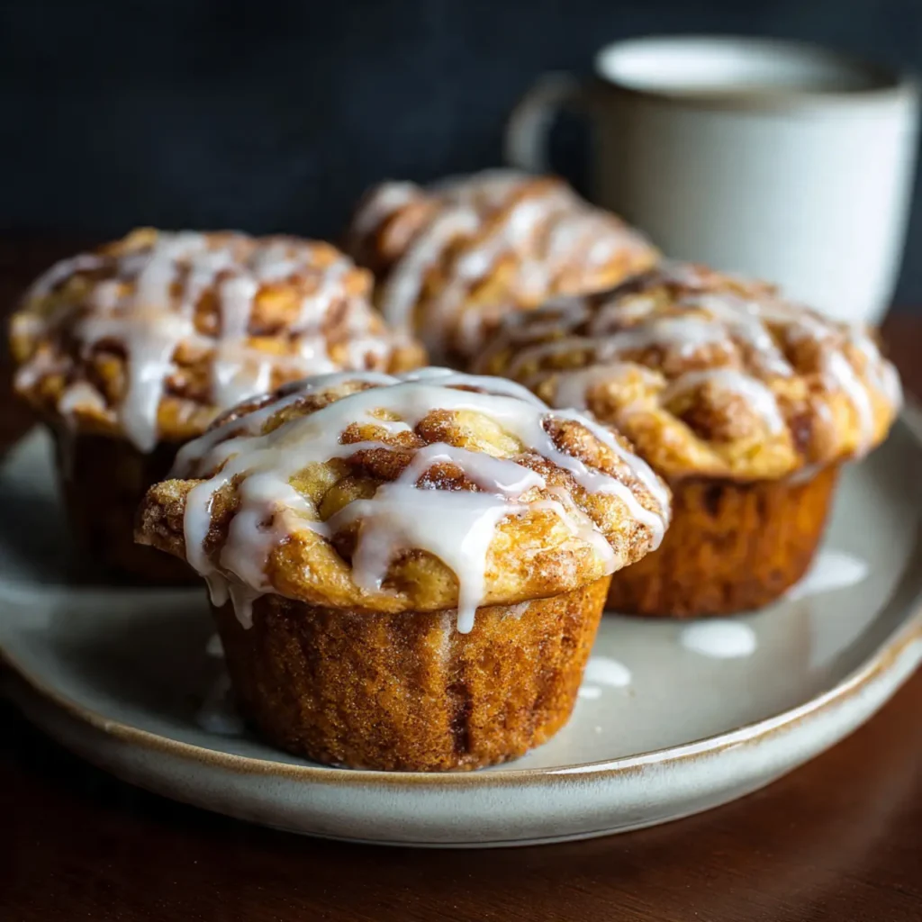 cinnamon roll muffins served for breakfast
