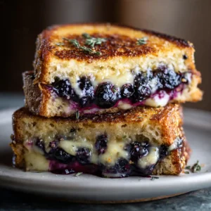 Crispy blueberry grilled cheese sandwich