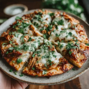 BBQ chicken flatbread serving suggestion
