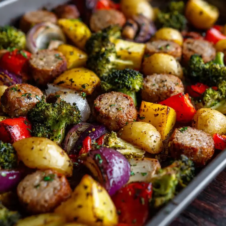 Easy chicken sausage and roasted veggies sheet pan