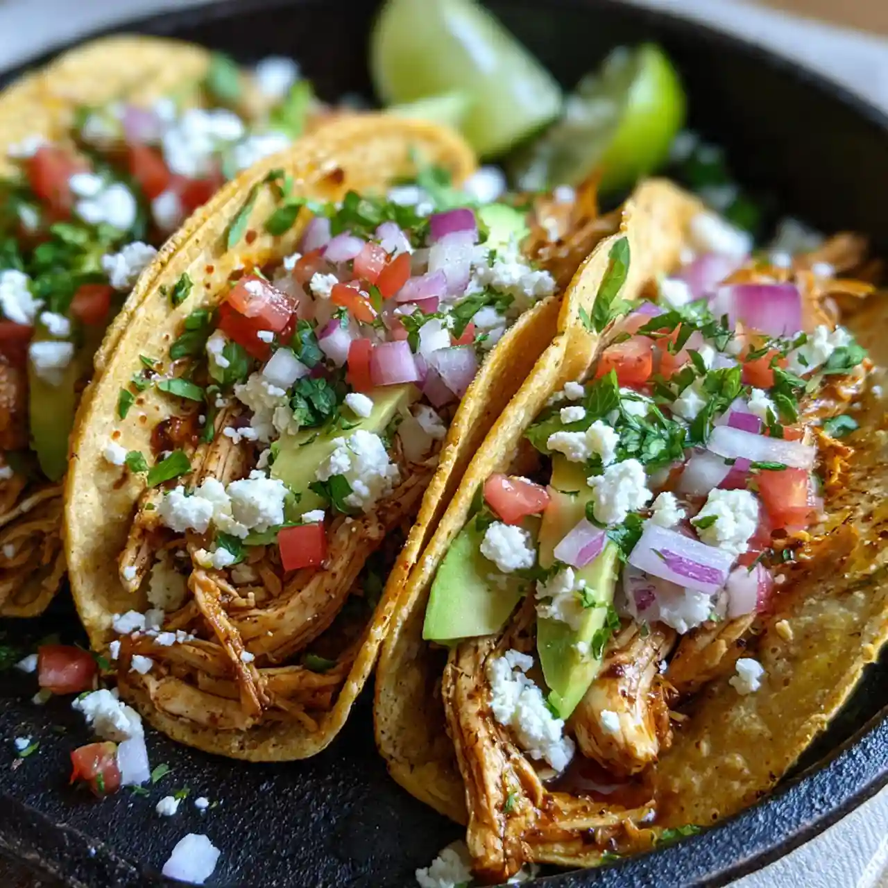 easy chicken street tacos on plate