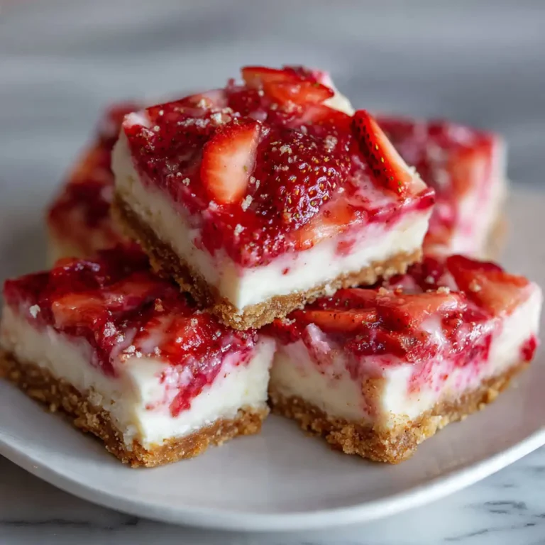 easy no bake strawberry cheesecake bars with fresh strawberries
