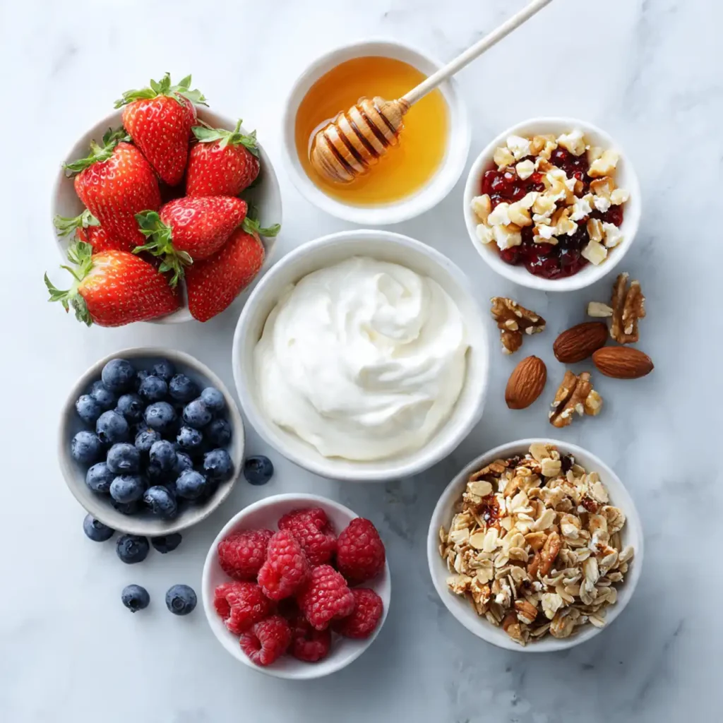 Ingredients for Greek yogurt parfait