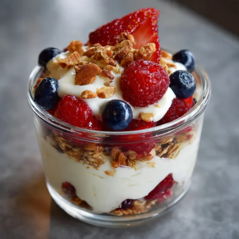Greek yogurt parfait with berries and granola