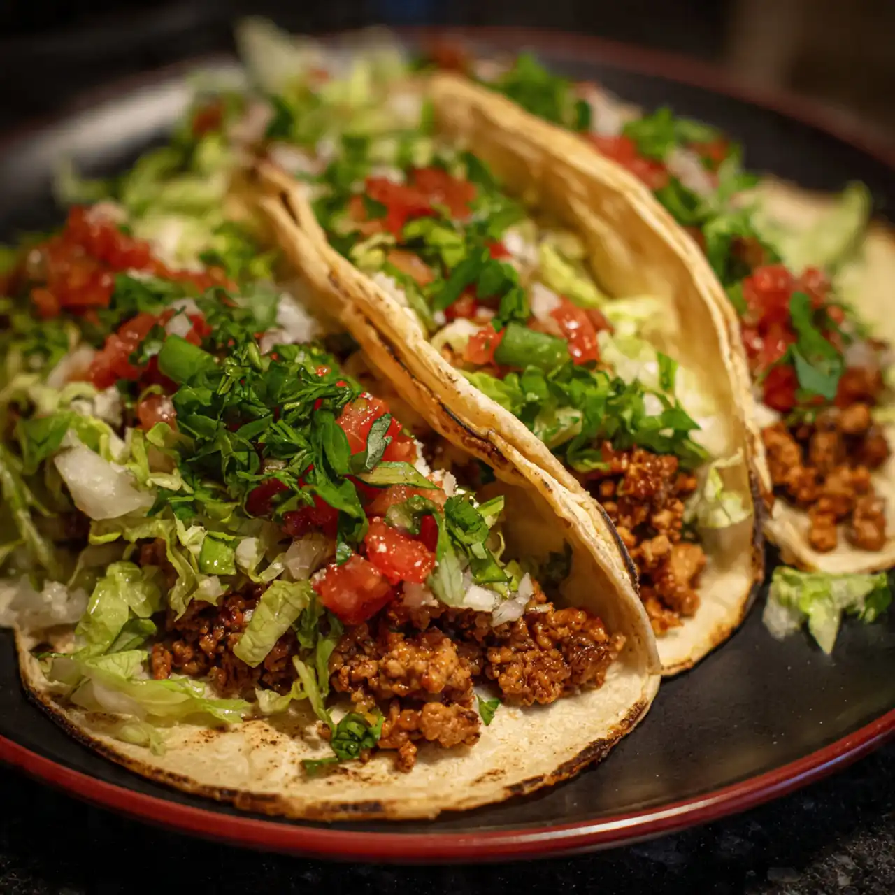 healthy ground turkey tacos on plate
