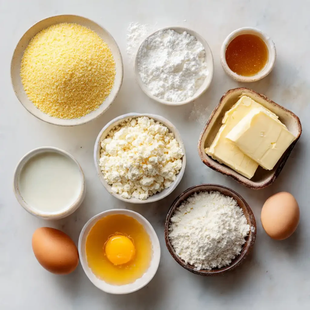 Ingredients for honey butter cornbread poppers