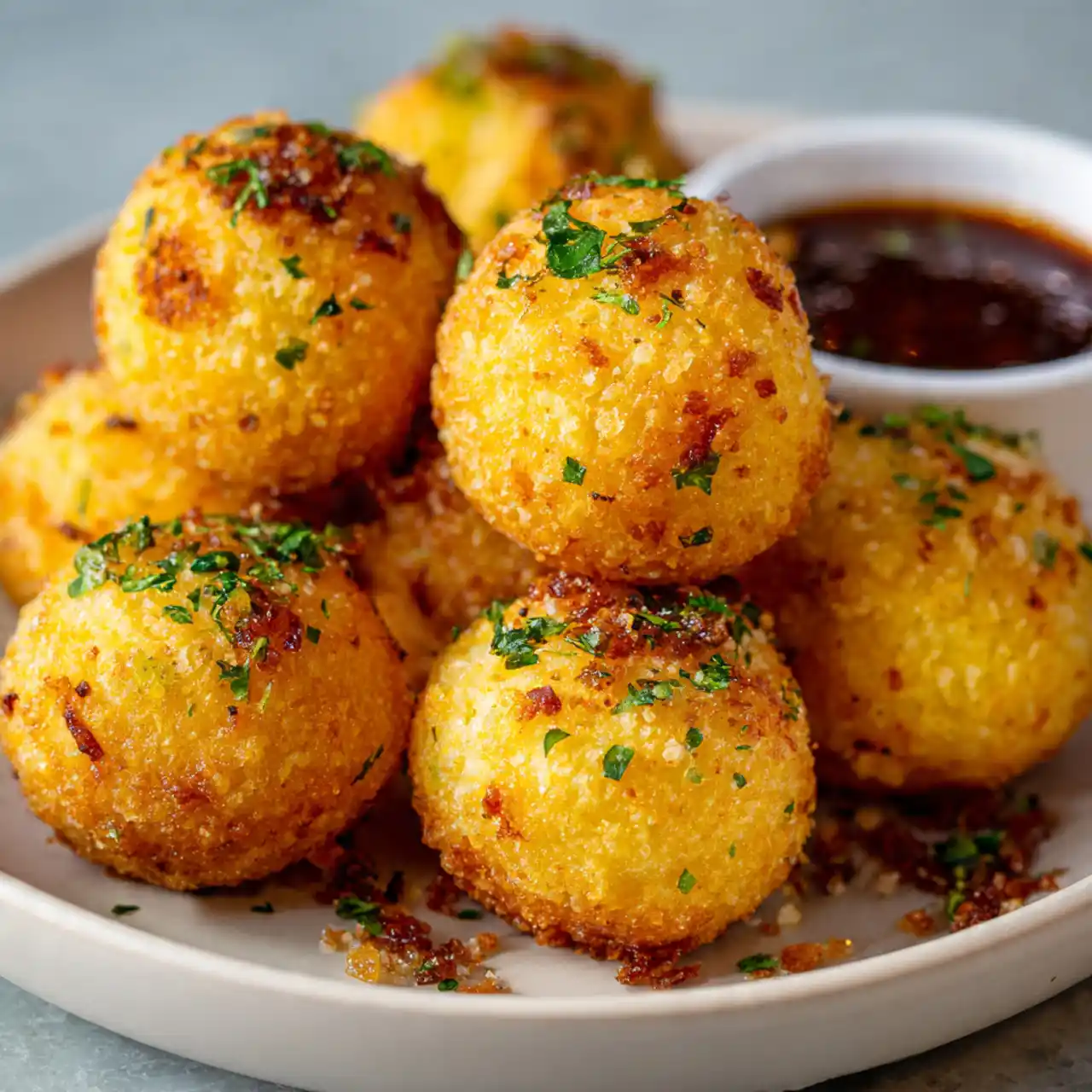 Honey butter cornbread poppers drizzled with honey