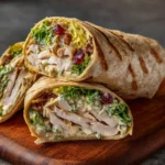 Honey mustard turkey wrap sliced and served