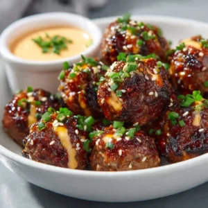 korean bbq meatballs with spicy mayo dip