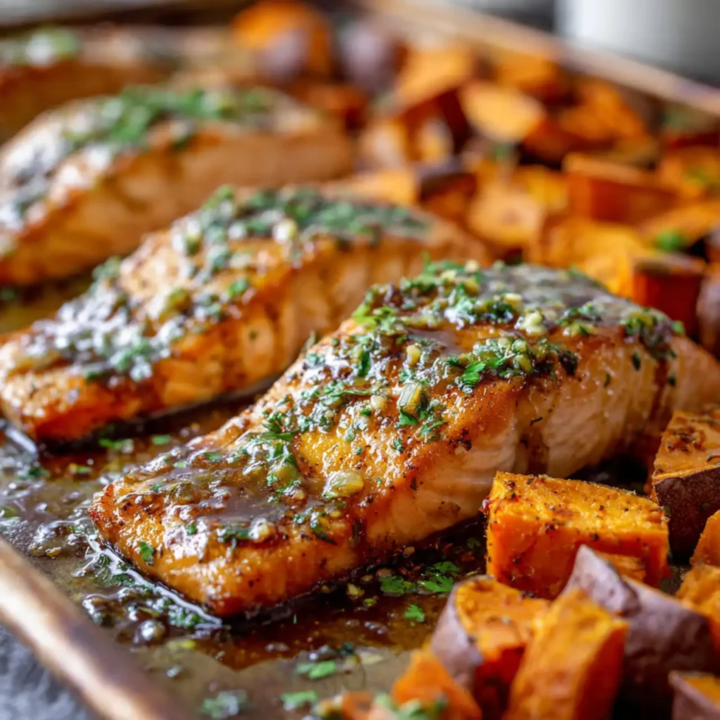 close up of maple dijon glazed salmon
