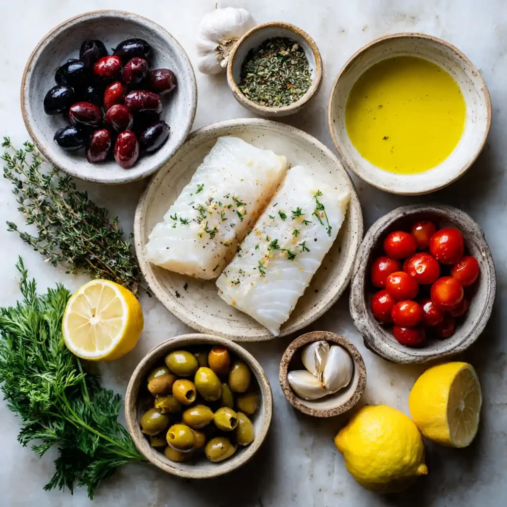 ingredients for mediterranean baked cod