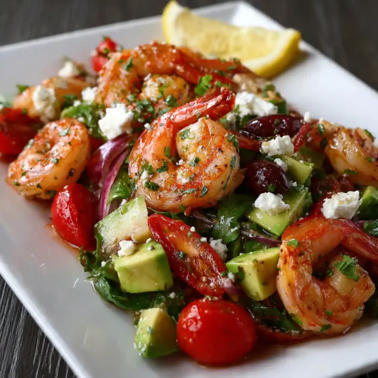 Mediterranean shrimp and avocado salad with herbs