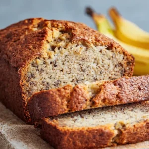 moist banana bread crumb close up