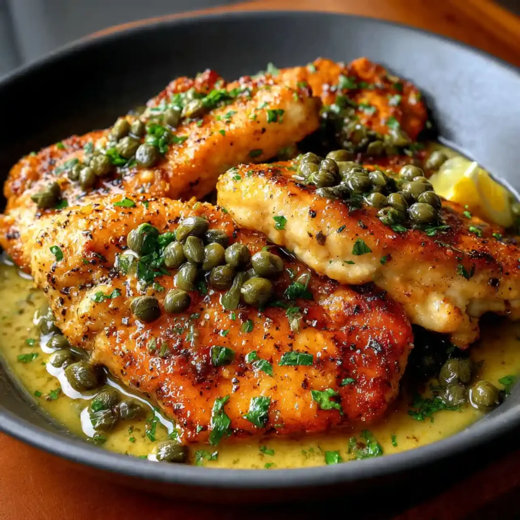Close up of one pot chicken piccata