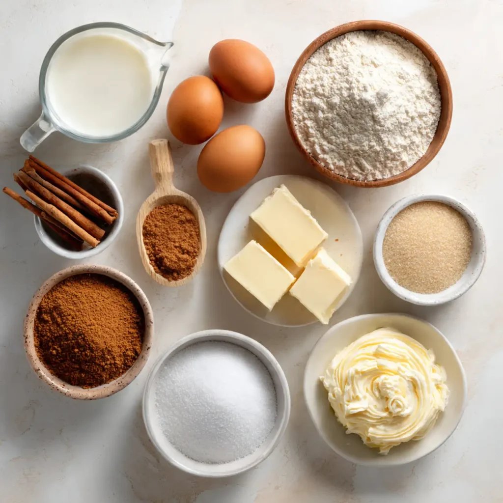 ingredients for cinnamon roll pancakes