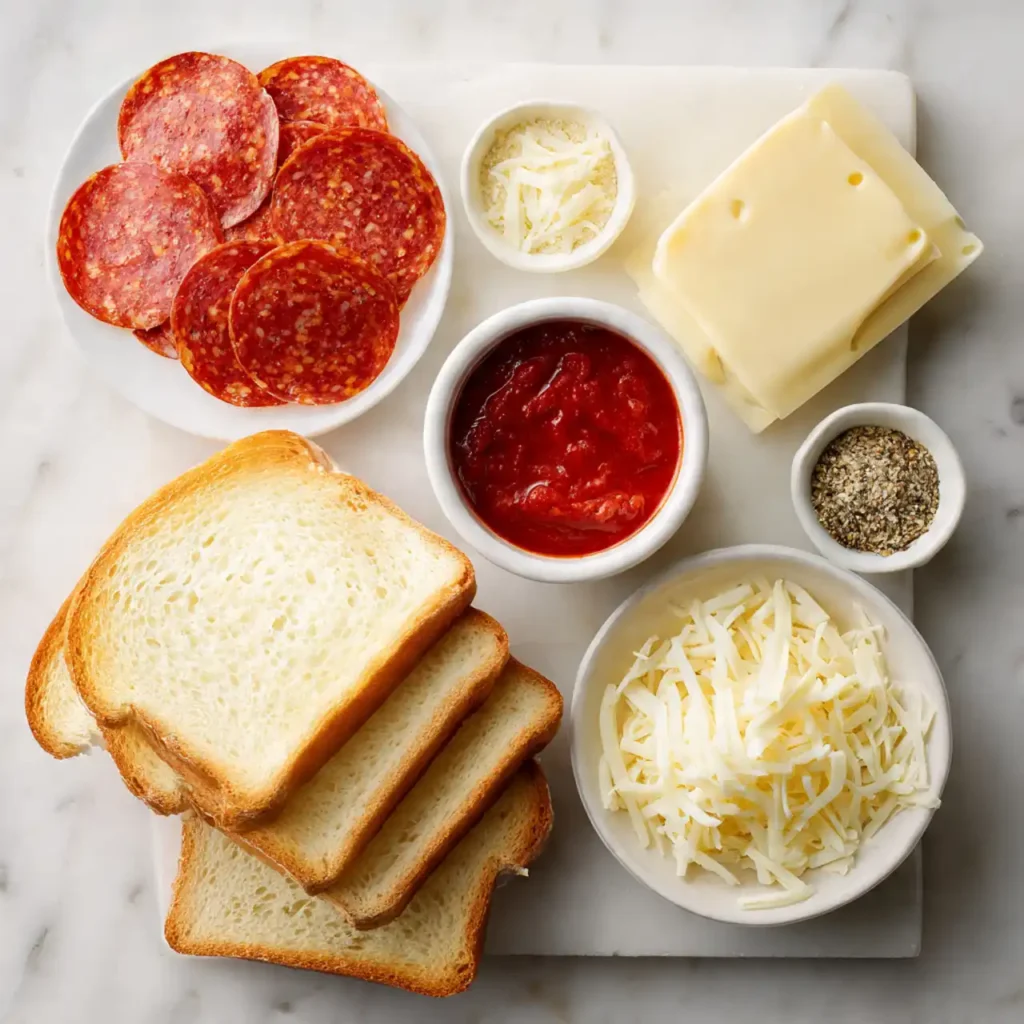 Ingredients for pizza grilled cheese