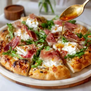Prosciutto and honey burrata pizza with crispy crust