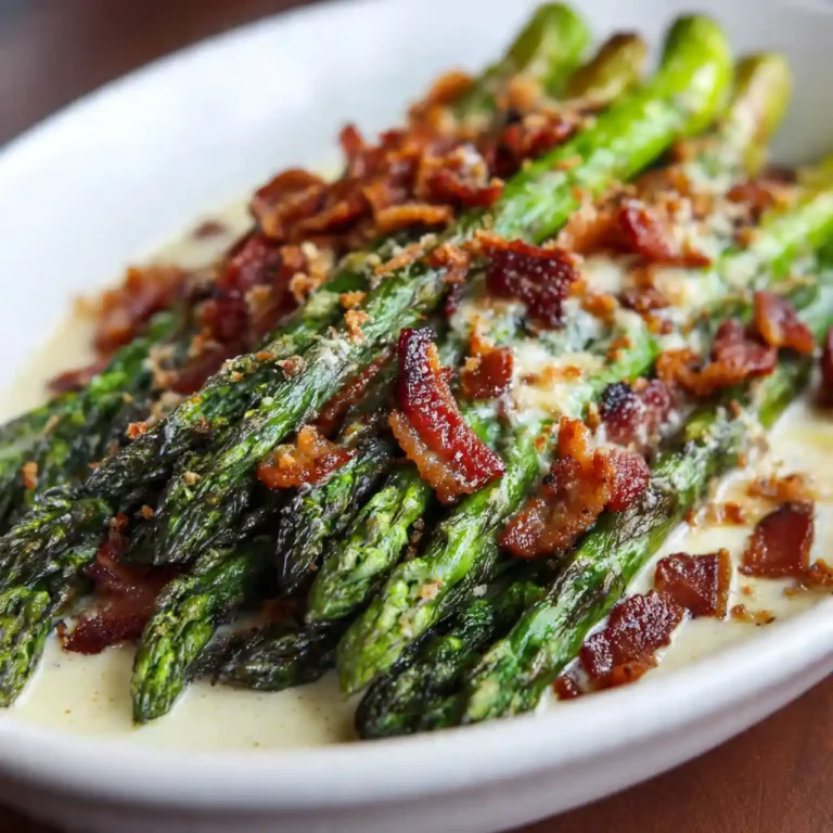 roasted parmesan asparagus with bacon on baking sheet