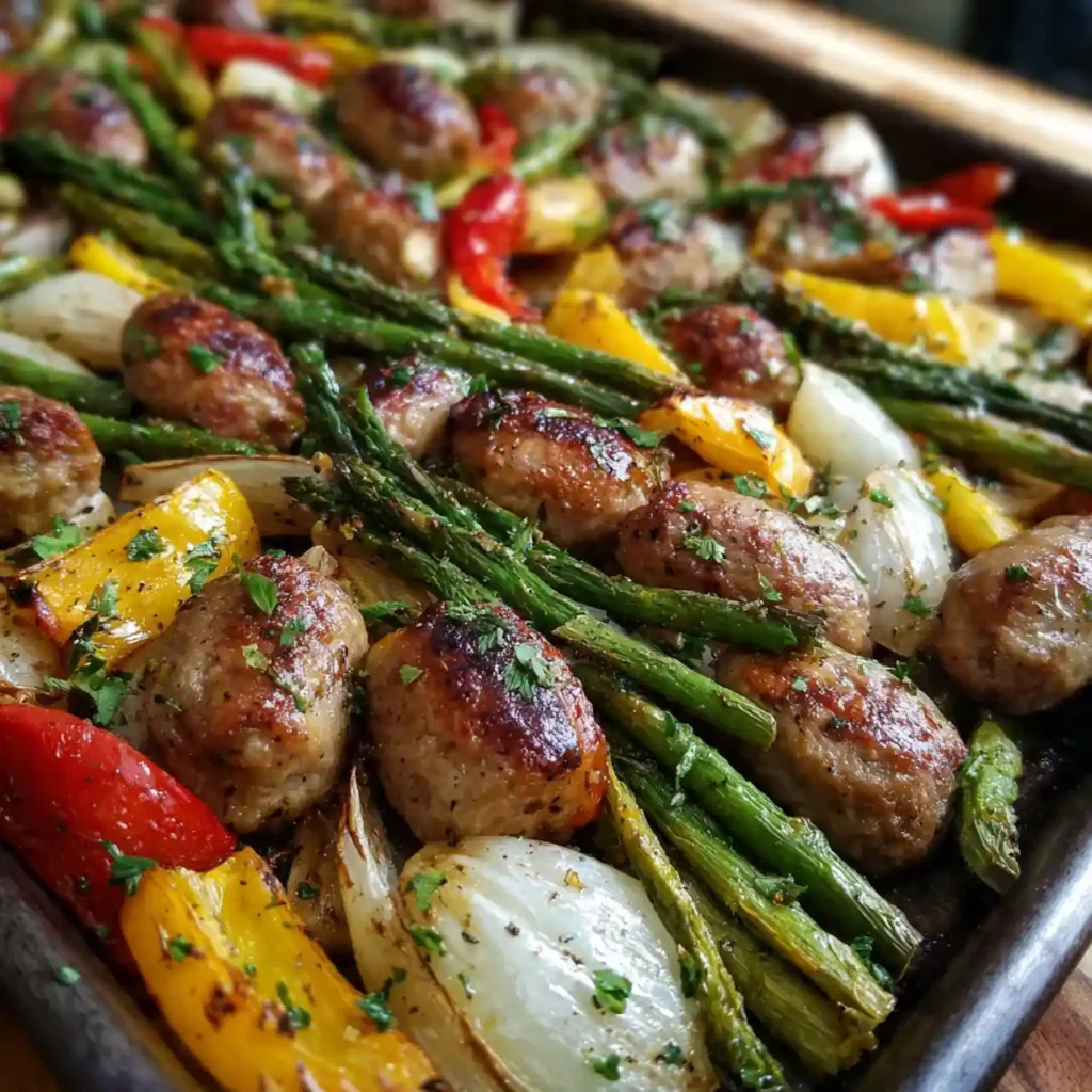 Sausage and vegetables on a sheet pan