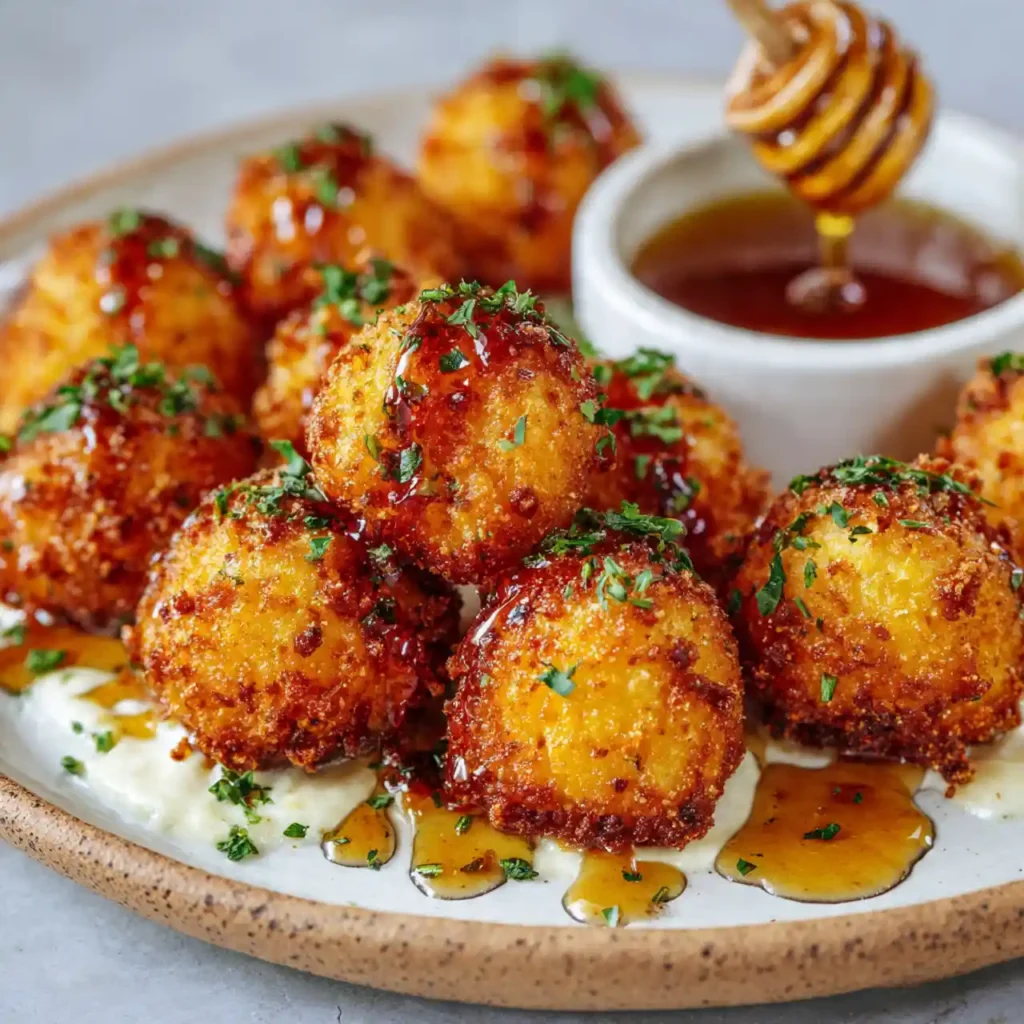 Honey butter cornbread poppers served with butter