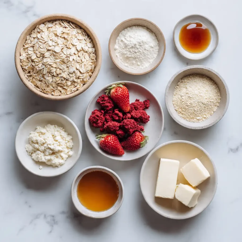ingredients for strawberry cheesecake protein balls