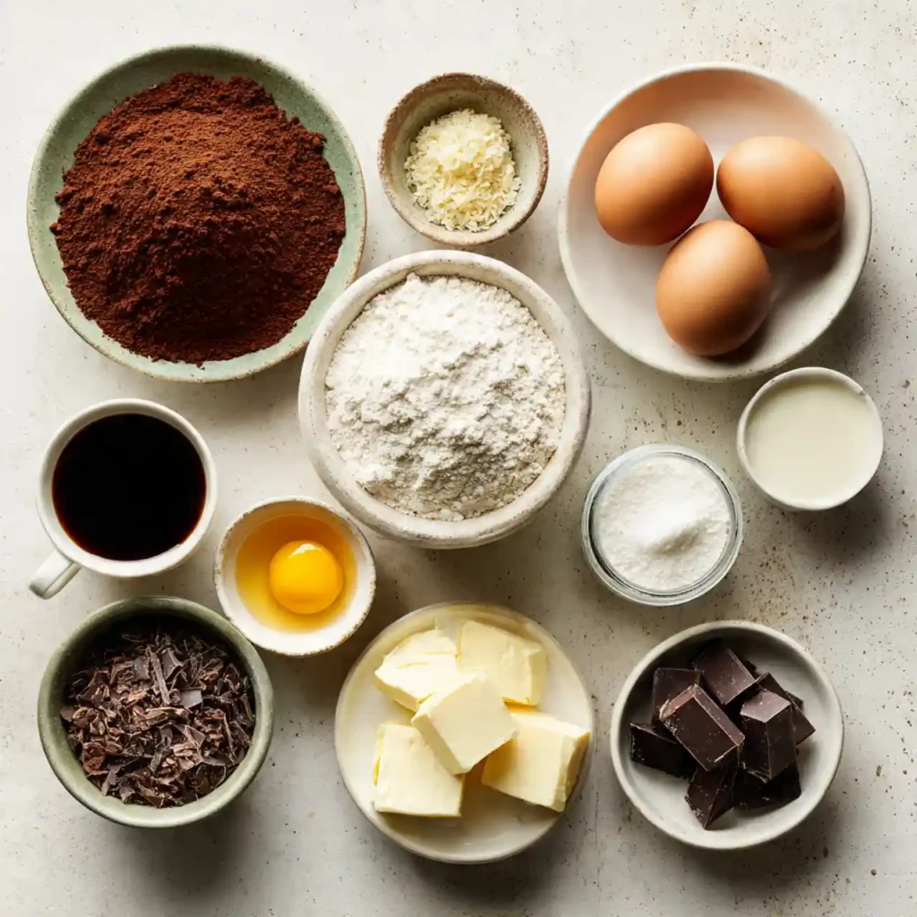 Ingredients for chocolate coffee whoopie pies