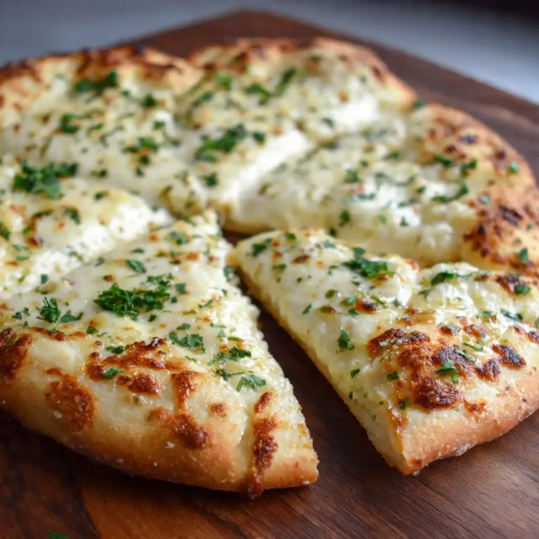 Cheesy garlic pizza with herbs