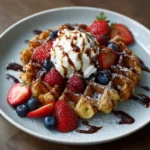 Easy croffle recipe croissant waffles with syrup and berries