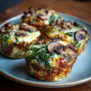 spinach and mushroom quiche muffins for breakfast