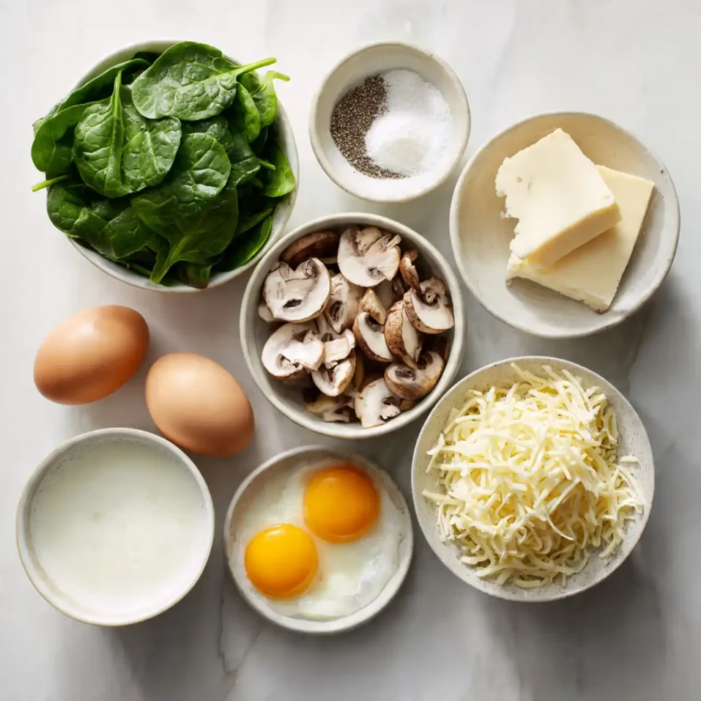 spinach-mushroom-quiche-muffins-ingredients