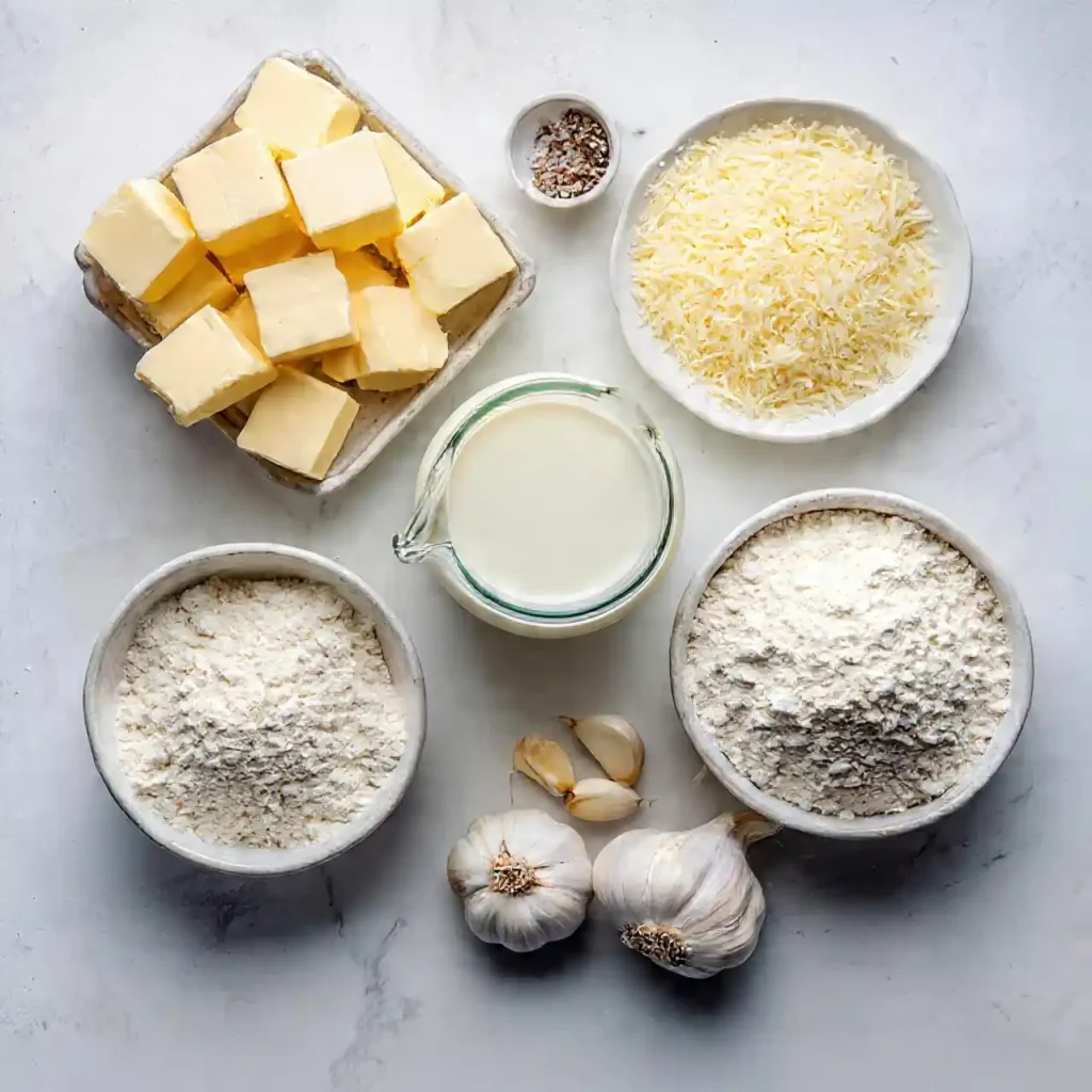 ingredients for creamy white garlic pizza sauce