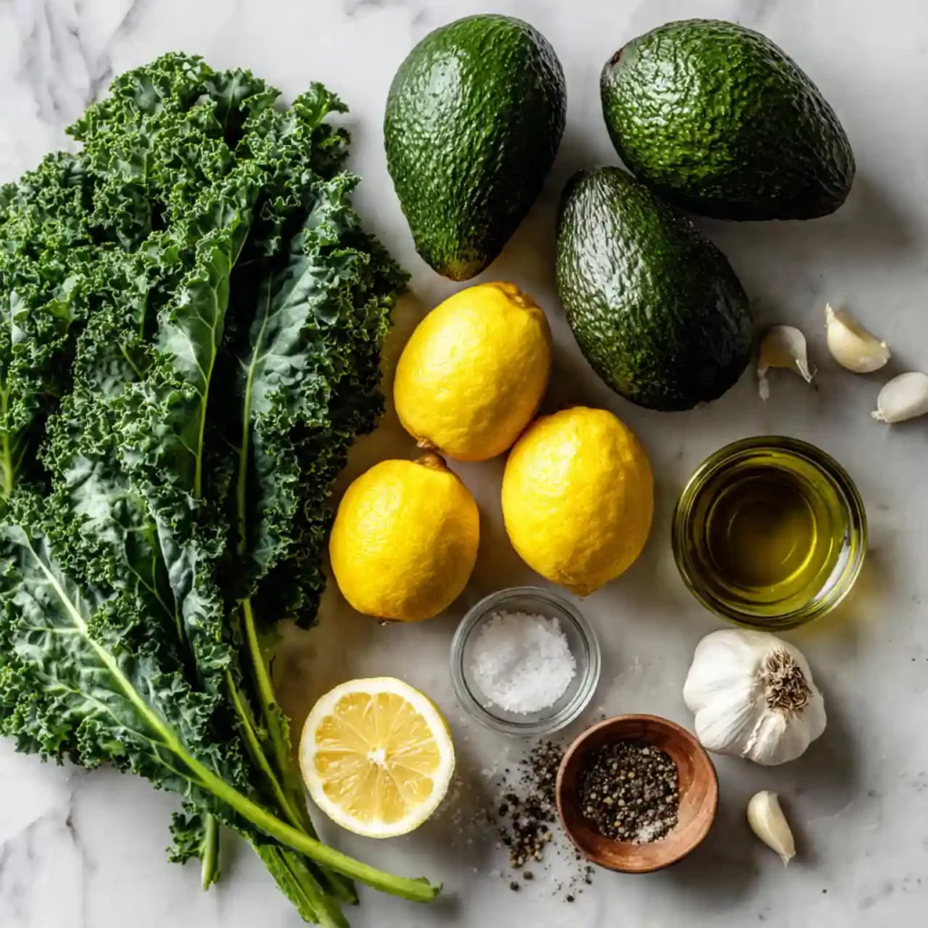 Healthy Avocado Lemon Kale Salad Recipe 2 Ingredients for Avocado Lemon Kale Salad Recipe including kale, avocado, and lemon