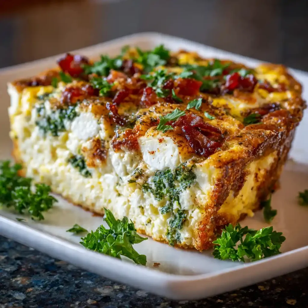 Cottage Cheese Egg Bake 3 fluffy cottage cheese egg bake texture close up