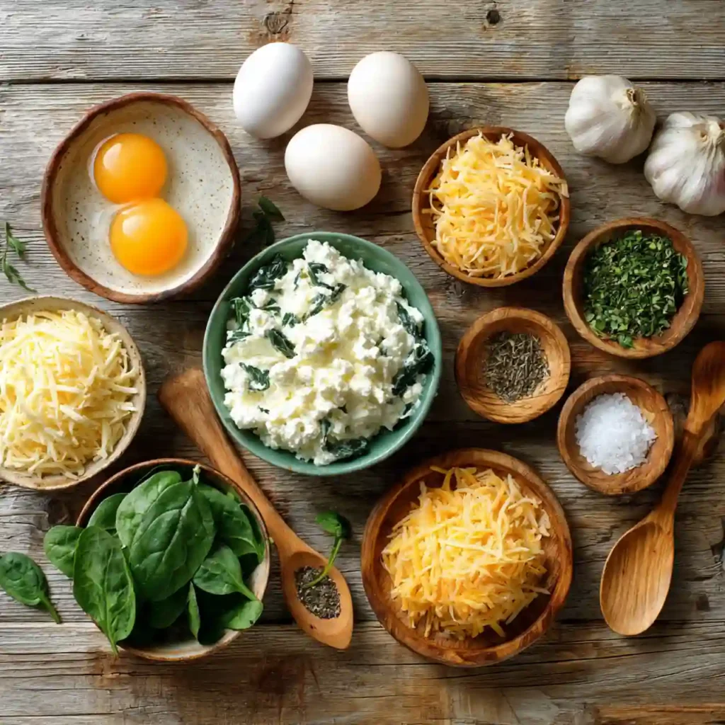 Cottage Cheese Egg Bake 2 ingredients for cottage cheese egg bake including eggs and cottage cheese