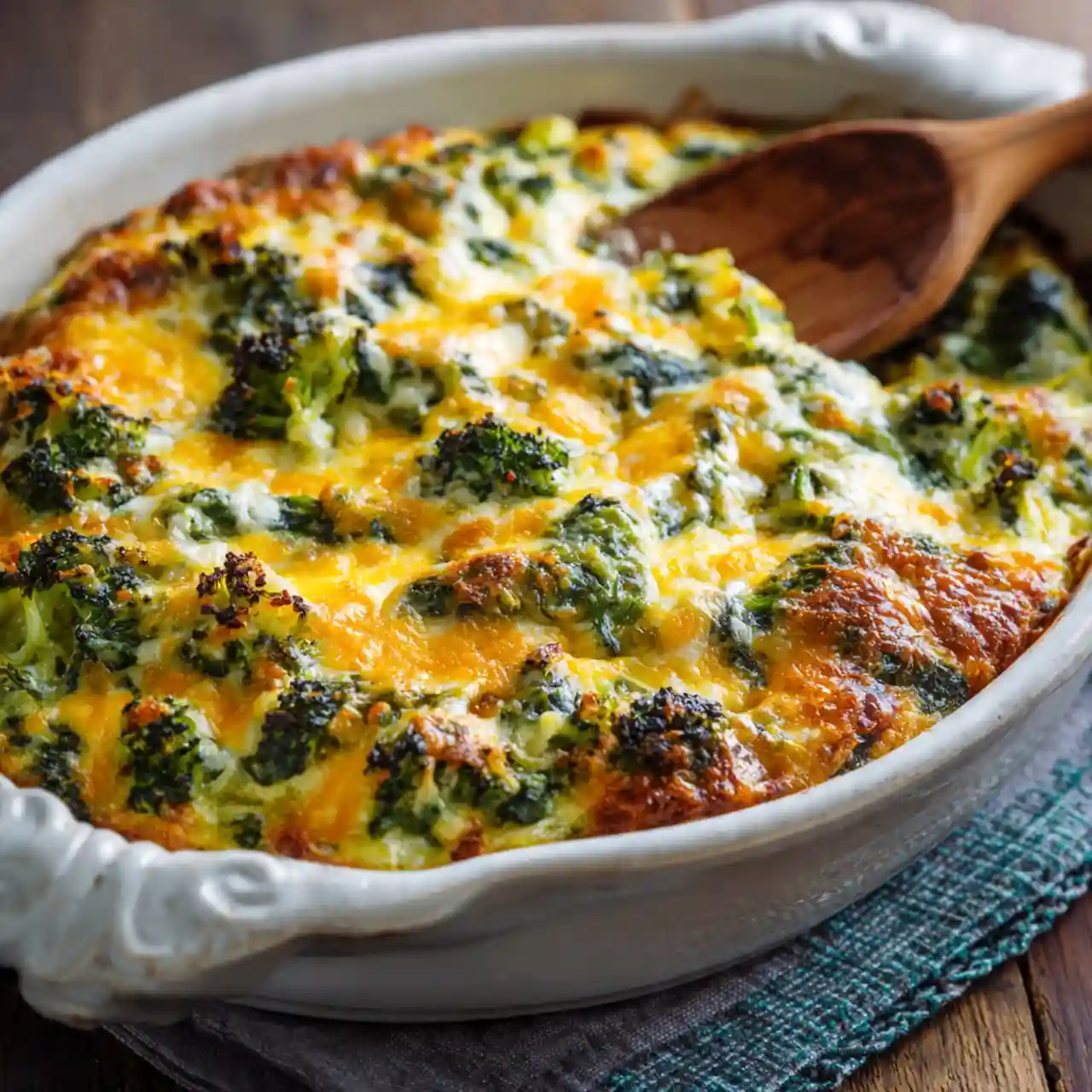 Creamy Spinach Broccoli Cheese Casserole 1 Creamy Spinach Broccoli Cheese Casserole baked to golden perfection