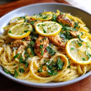 creamy lemon chicken pasta with grilled chicken parmesan and fresh lemon