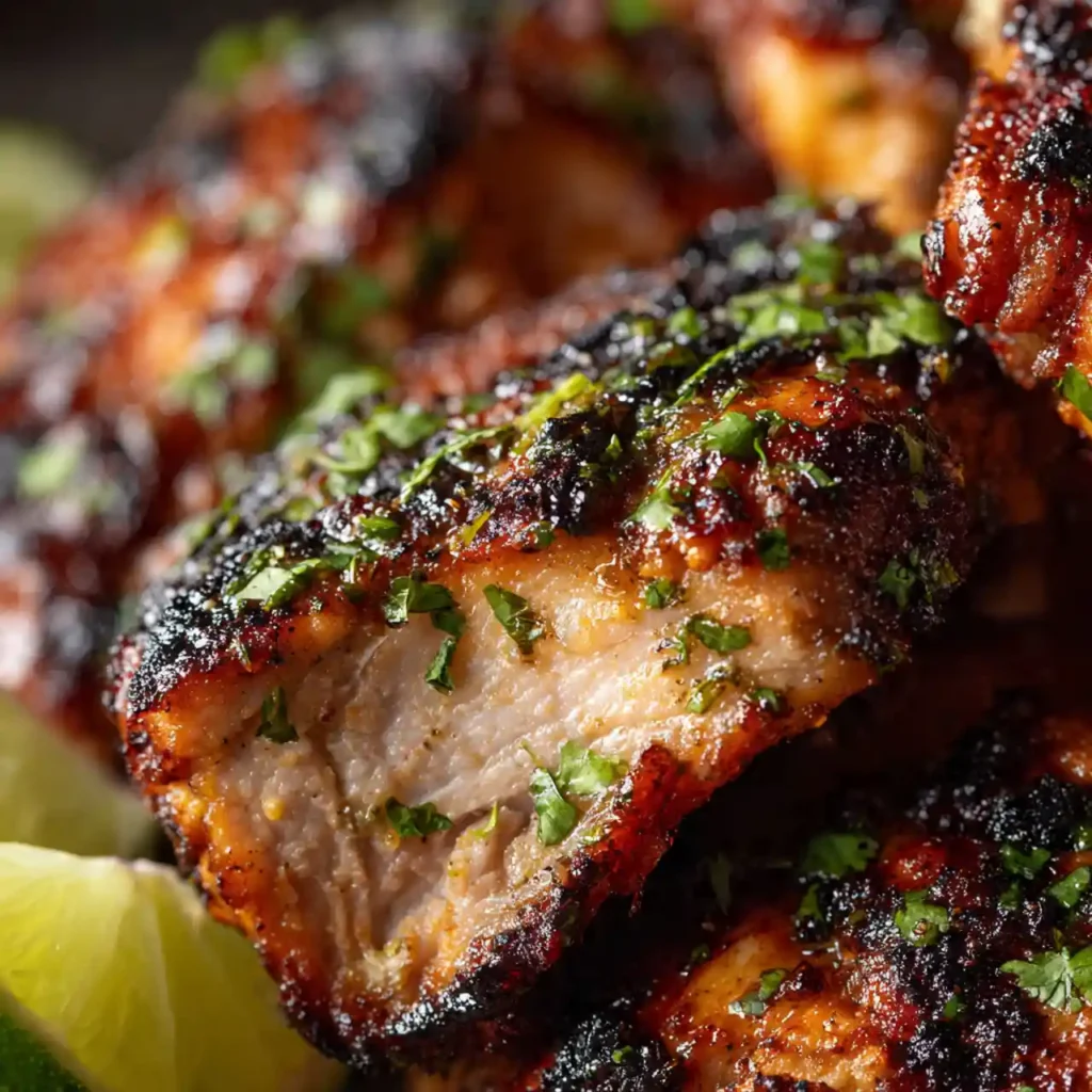 Juicy Cilantro Lime Grilled Chicken Thighs 3 close-up juicy cilantro lime grilled chicken thighs with grill marks