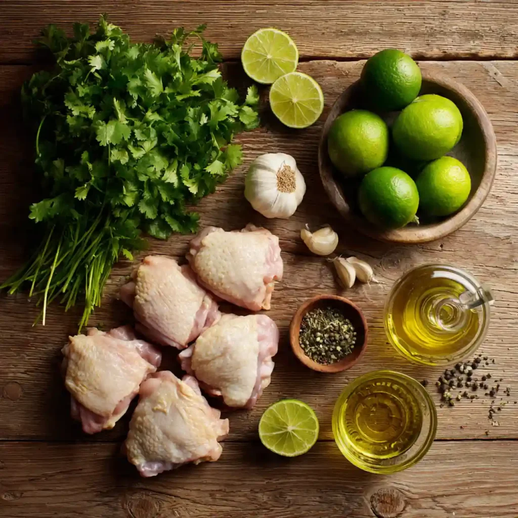 Juicy Cilantro Lime Grilled Chicken Thighs 2 ingredients for cilantro lime grilled chicken thighs including chicken thighs cilantro lime and garlic