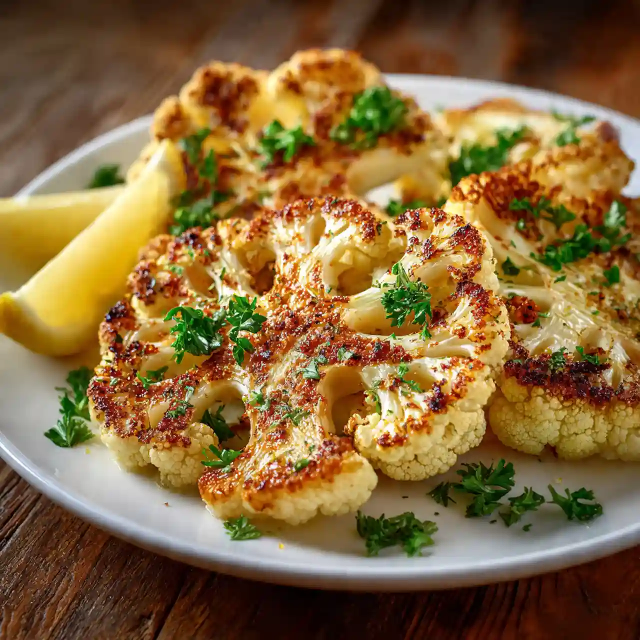 easy crispy baked cauliflower steaks recipe roasted with garlic and herbs